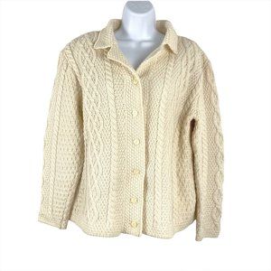 Paul James Fisherman Cardigan Sweater Wool Cable Knit Women's Medium